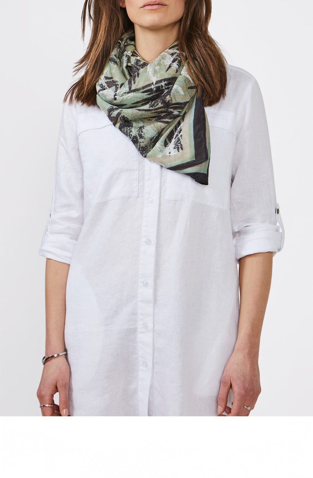 Green Graphic Print Scarf