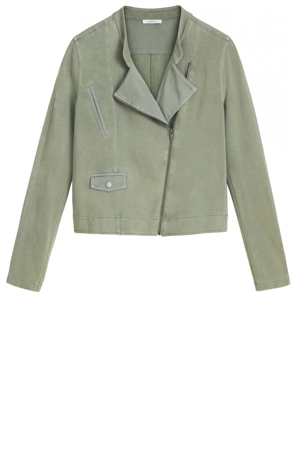Green Jersey Biker Style Jacket