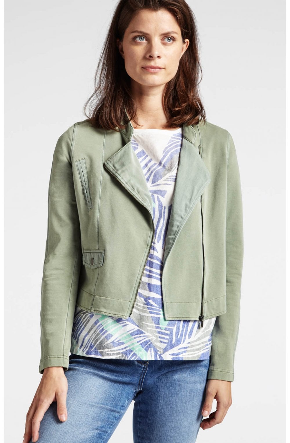 Green Jersey Biker Style Jacket
