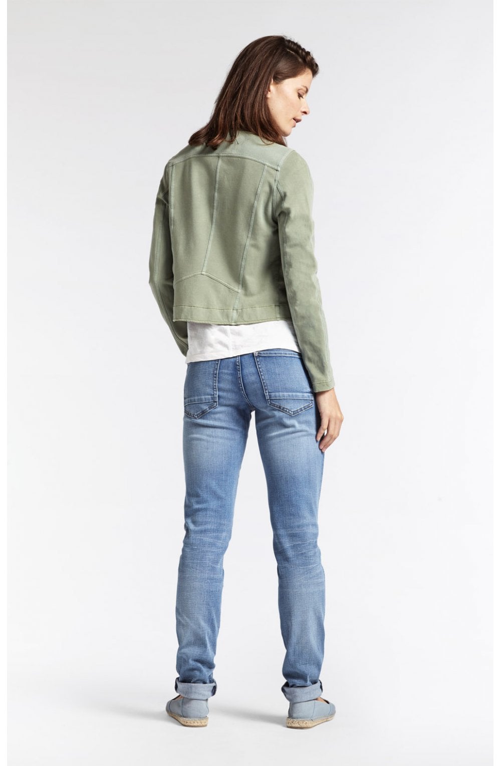 Green Jersey Biker Style Jacket