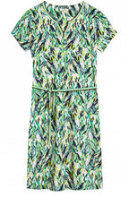 Green Leaf Print Jersey Dress