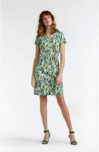 Green Leaf Print Jersey Dress