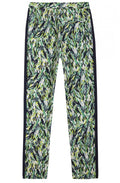 Green leaf print slim leg Trousers