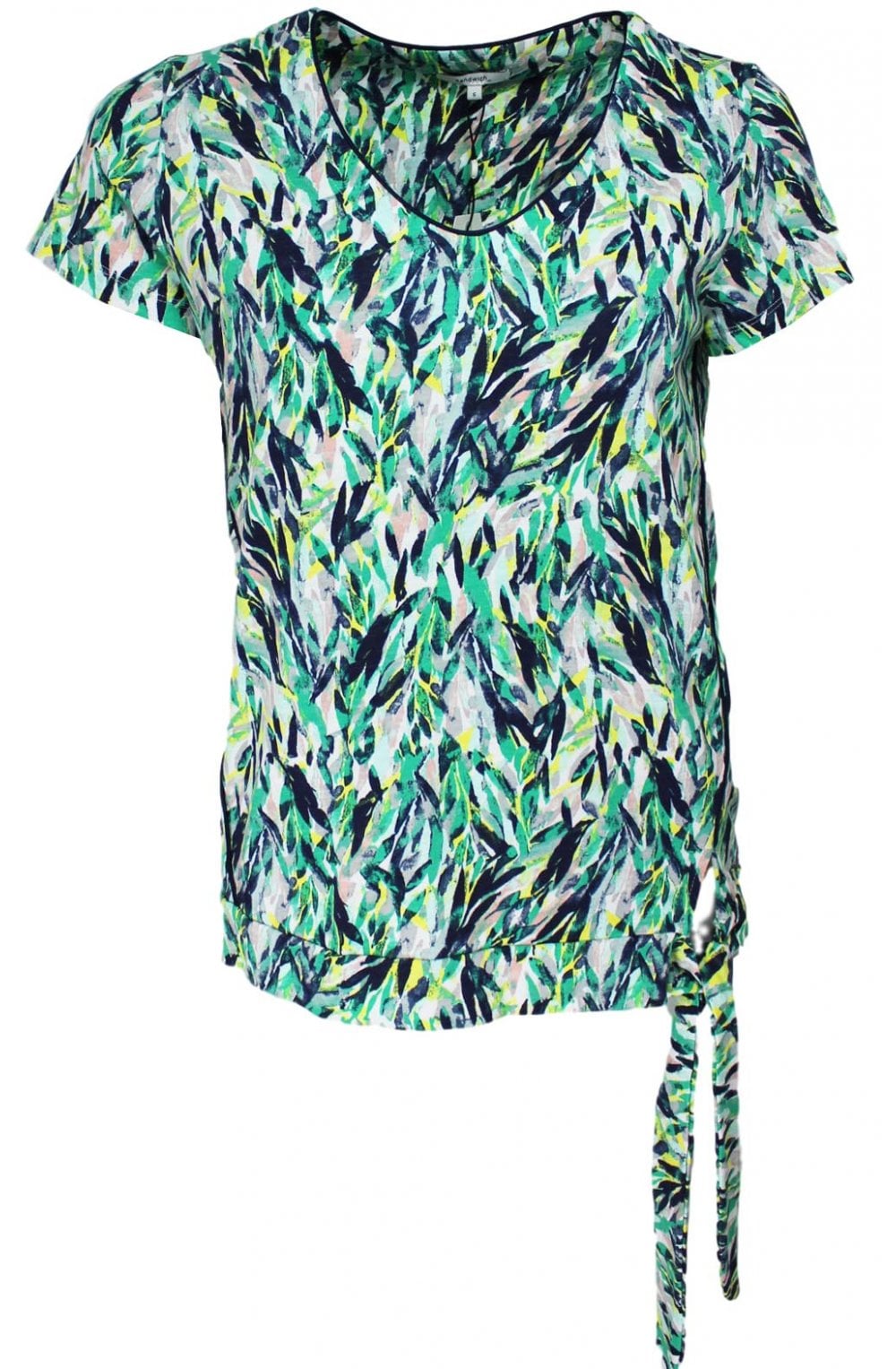 Green Leaf Print T Shirt