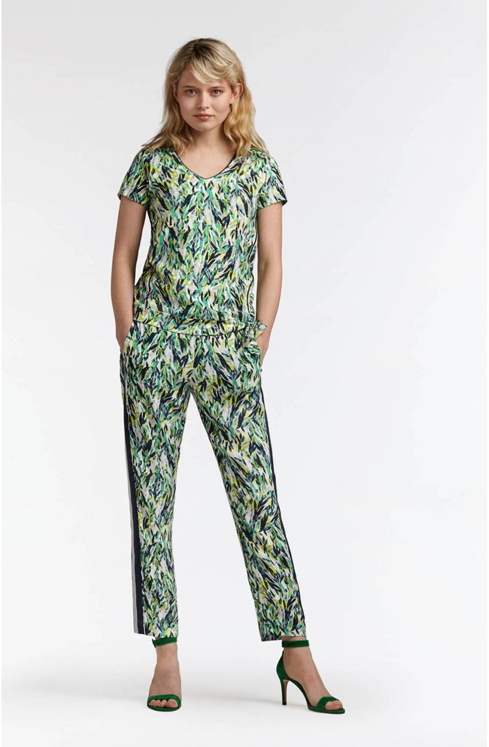 Green Leaf Print T Shirt