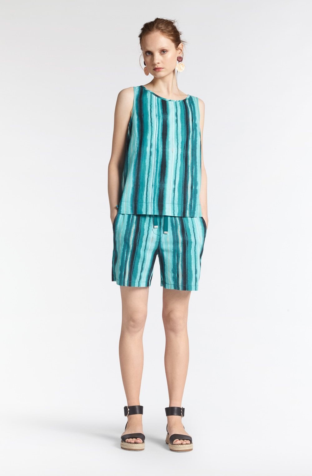 Green Striped Shorts