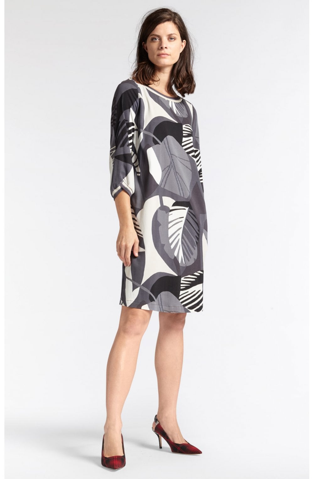 Grey Bold Print Shift Dress