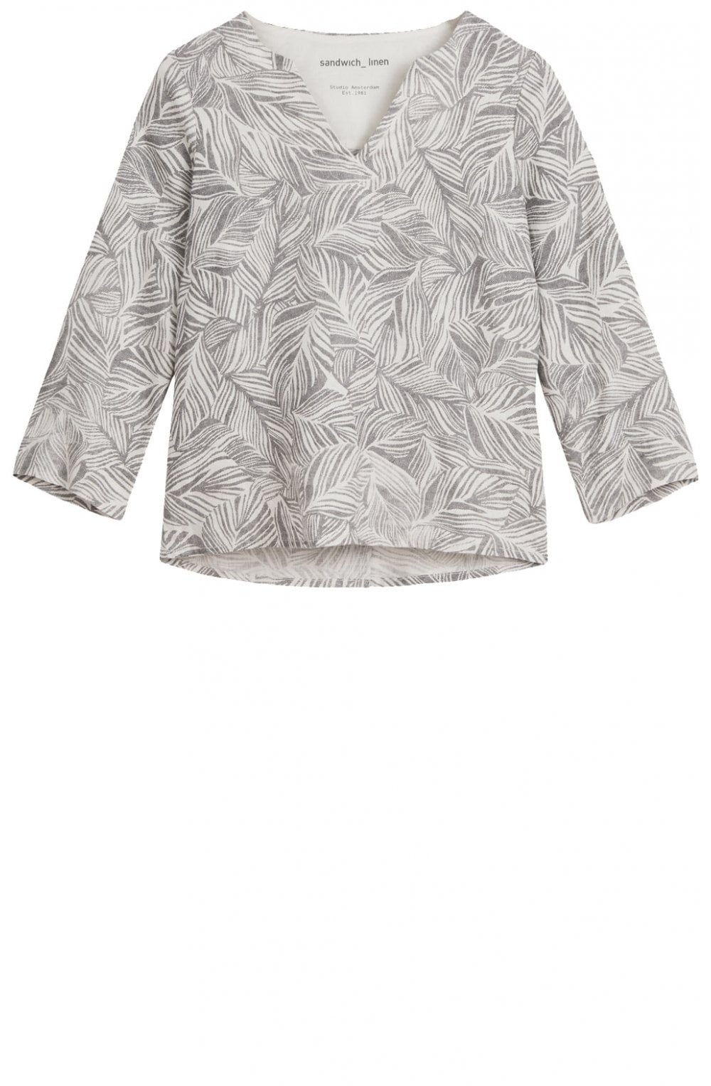 Grey Leaf Patterned Blouse