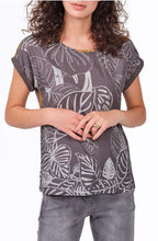 Grey Monstera Leaf Design Top