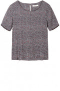 Grey Square Print Blouse