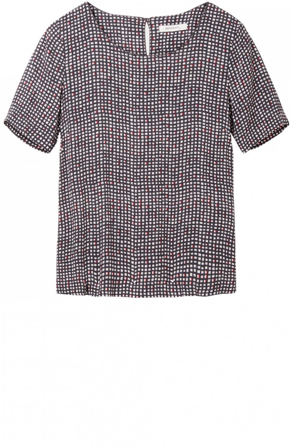 Grey Square Print Blouse