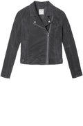 Grey Velvet Biker Jacket