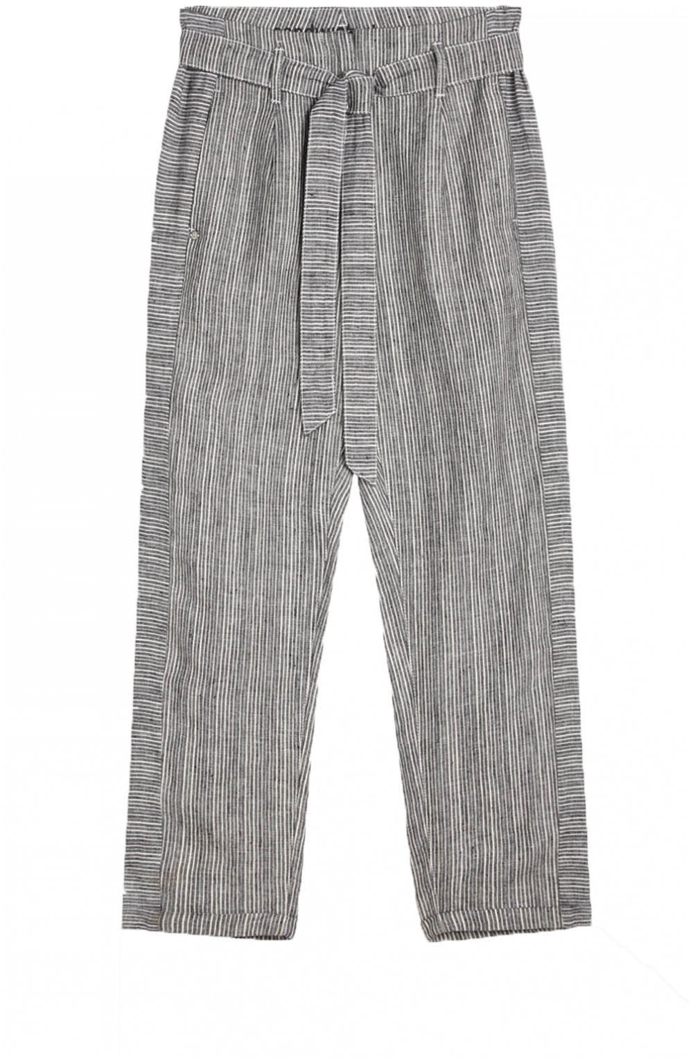 High Waisted Striped Linen Trousers