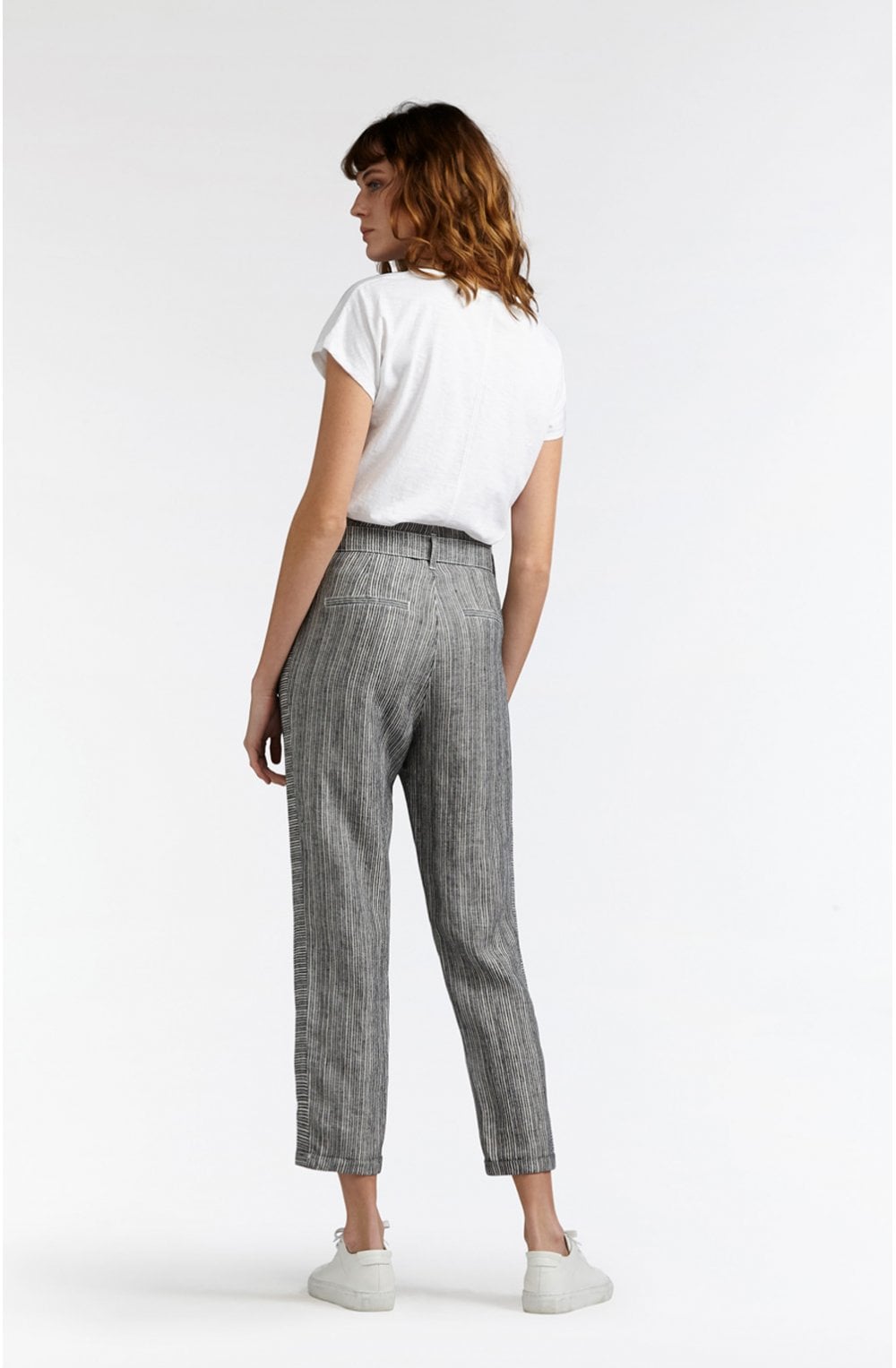 High Waisted Striped Linen Trousers