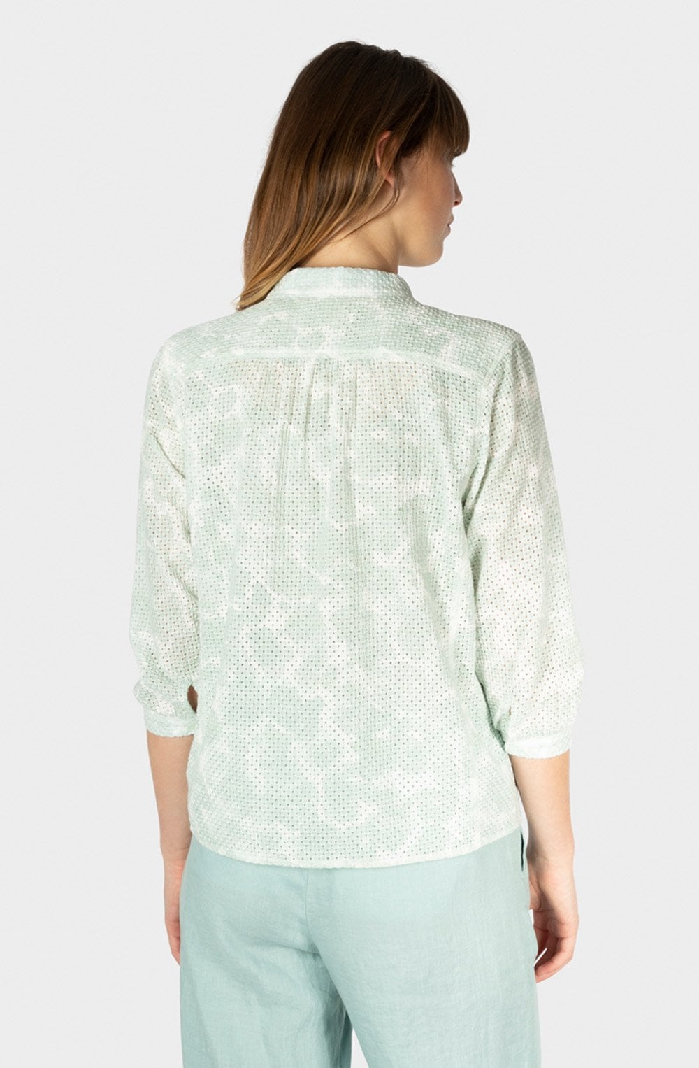 Ice Flow Fine Diamond Broderie Anglaise Sleeve Blouse