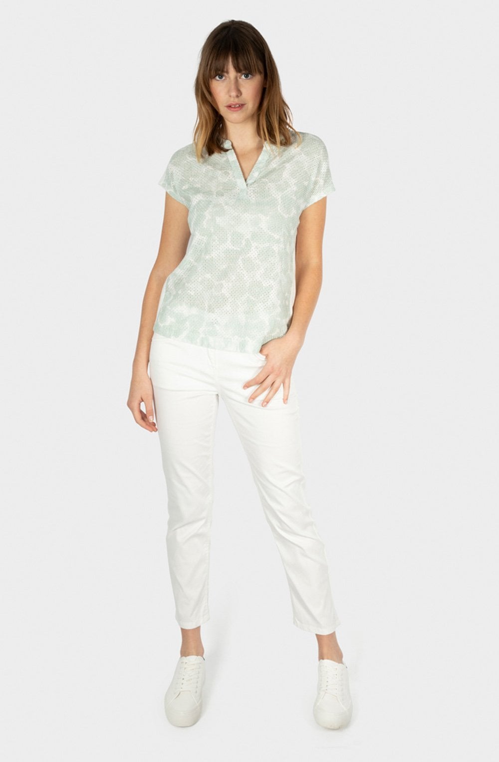 Ice Flow Fine Diamond Broderie Anglaise T Shirt