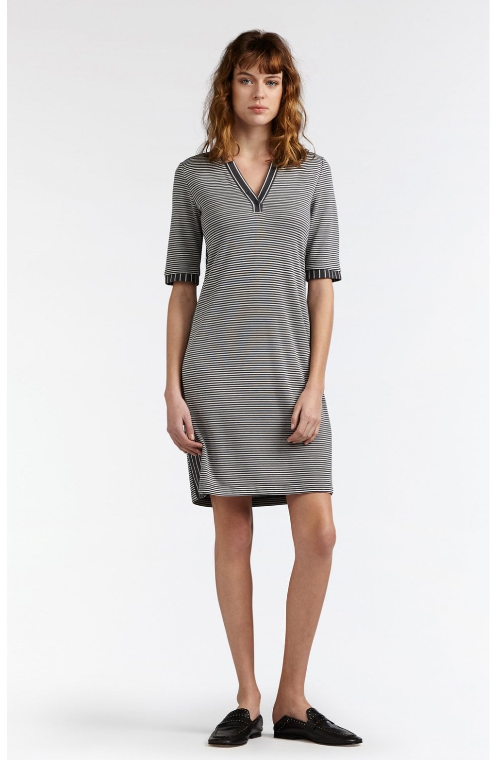 Iron Grey Striped Jersey Dress