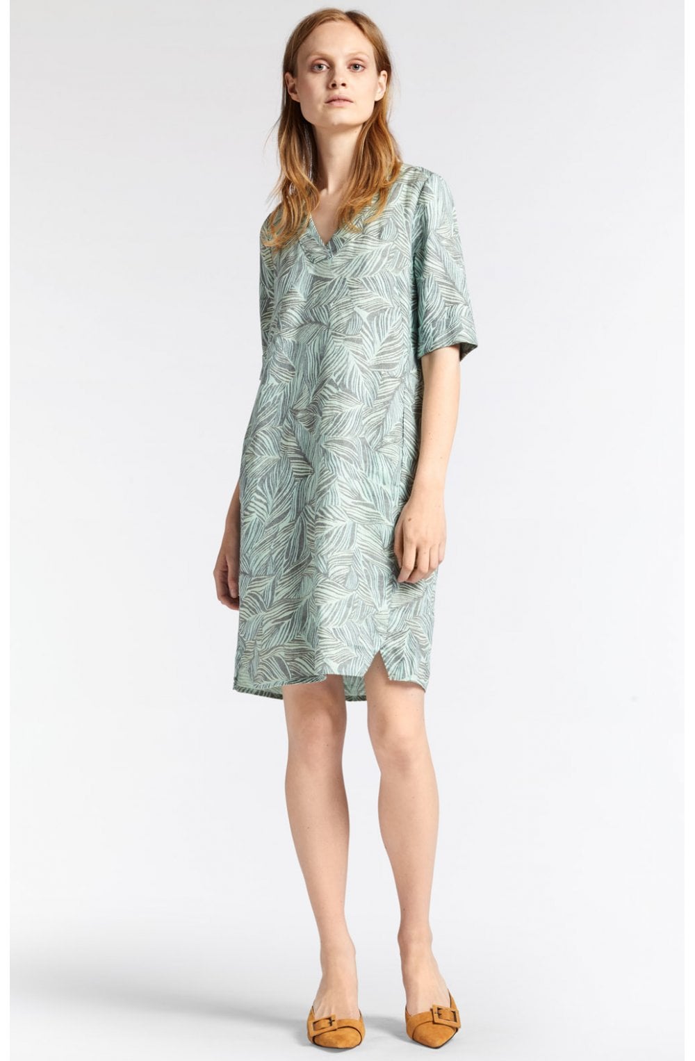 Leaf Patterned Shift Dress