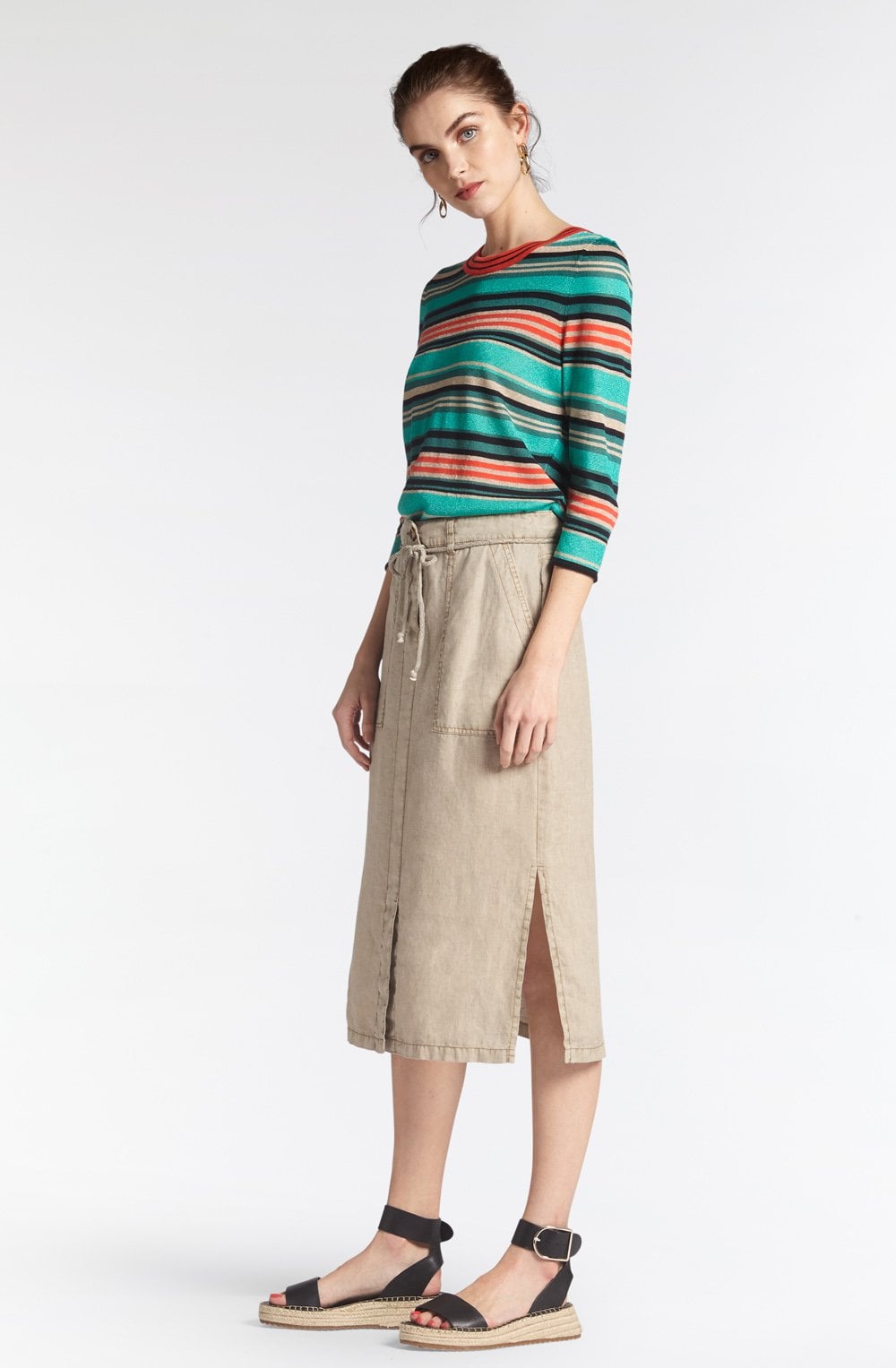 Light Khaki Linen Skirt