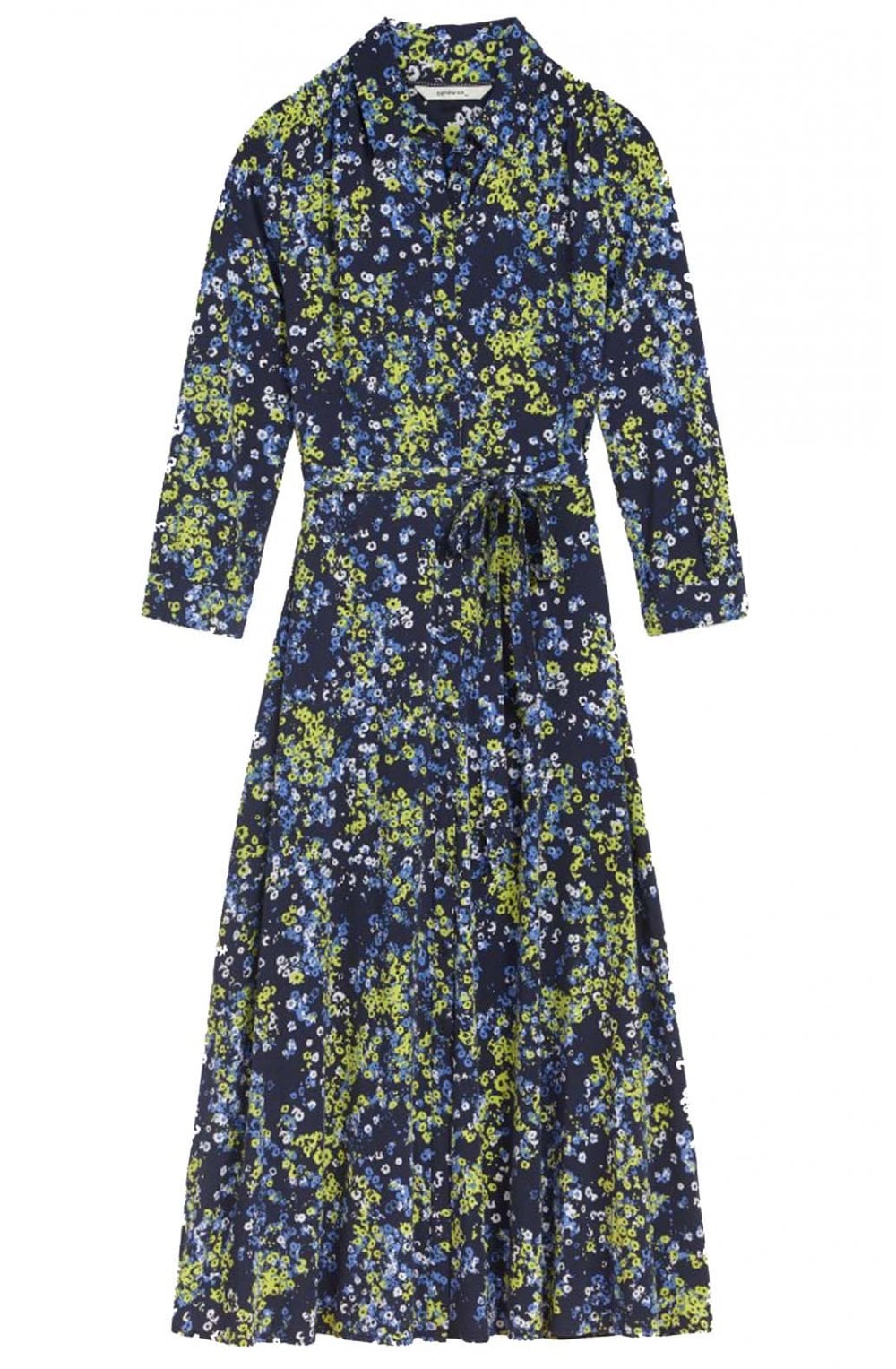 Lime & Navy Floral Shirt Dress