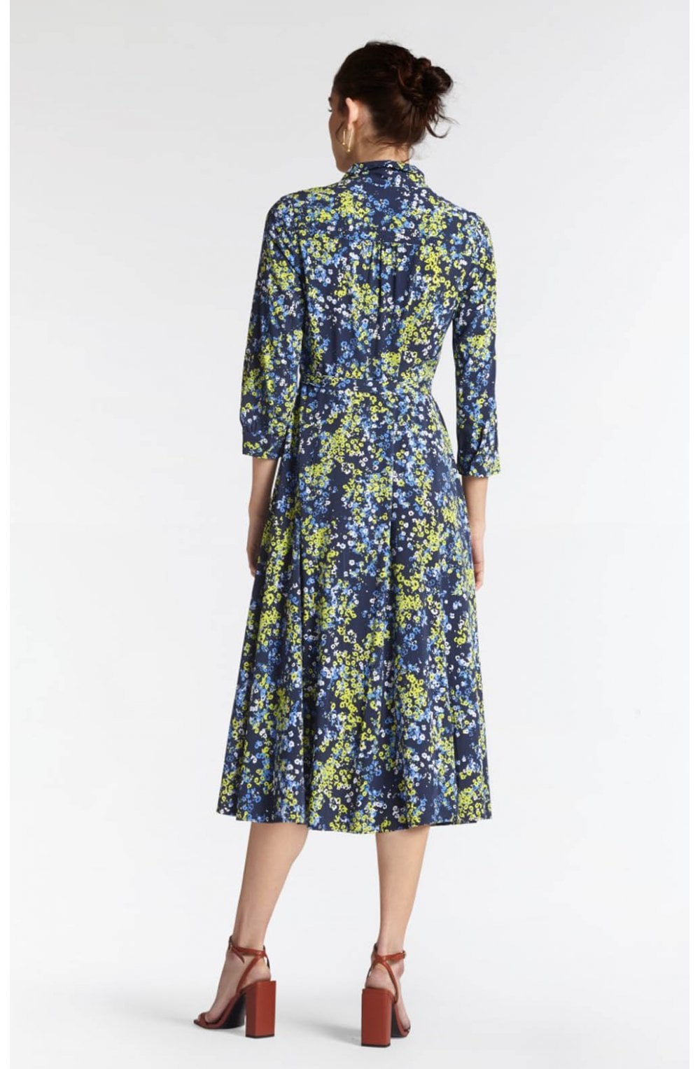 Lime & Navy Floral Shirt Dress