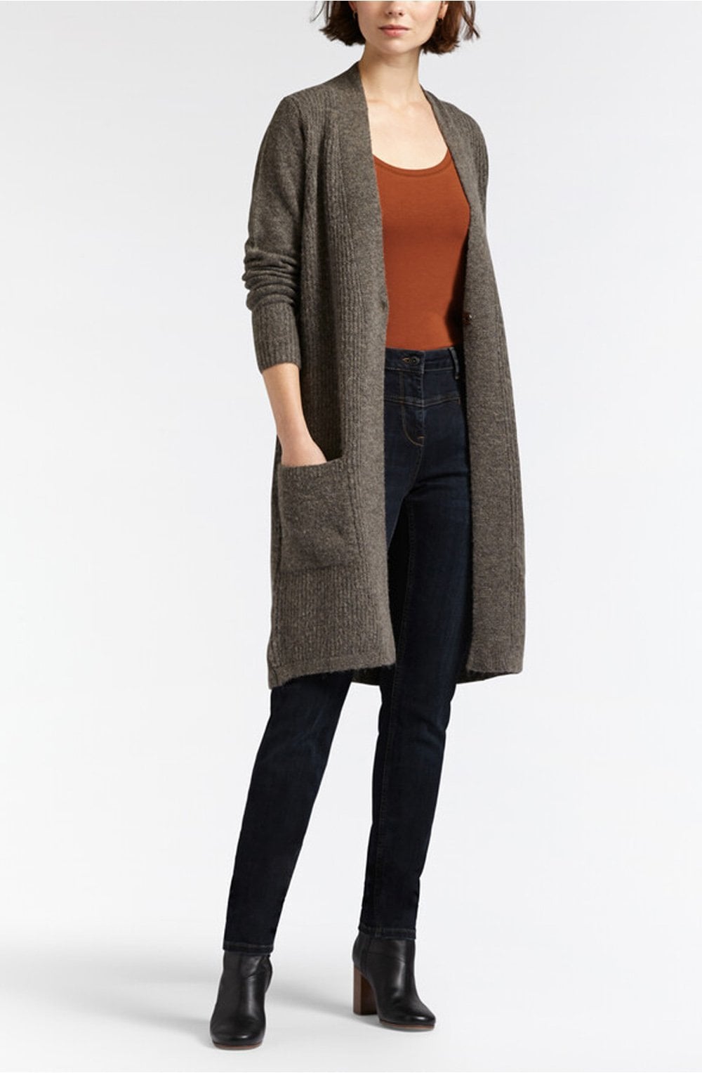 Long Grey Knit Cardigan