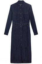 Long Sleeve Belted Denim Dress