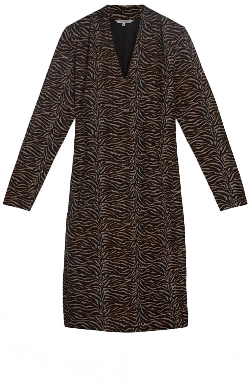 Long Sleeve Black Tiger Print Dress
