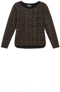 Long Sleeve Black Tiger Print Top