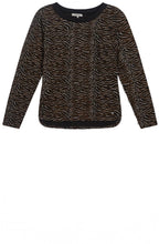 Long Sleeve Black Tiger Print Top