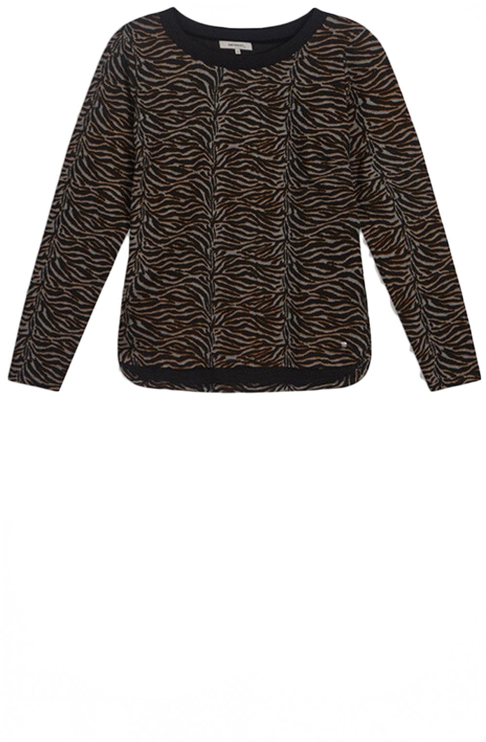 Long Sleeve Black Tiger Print Top