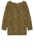 Military Olive Abstract Pattern Sleeve Top