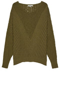Military Olive Cable Knit Relaxed Jumper