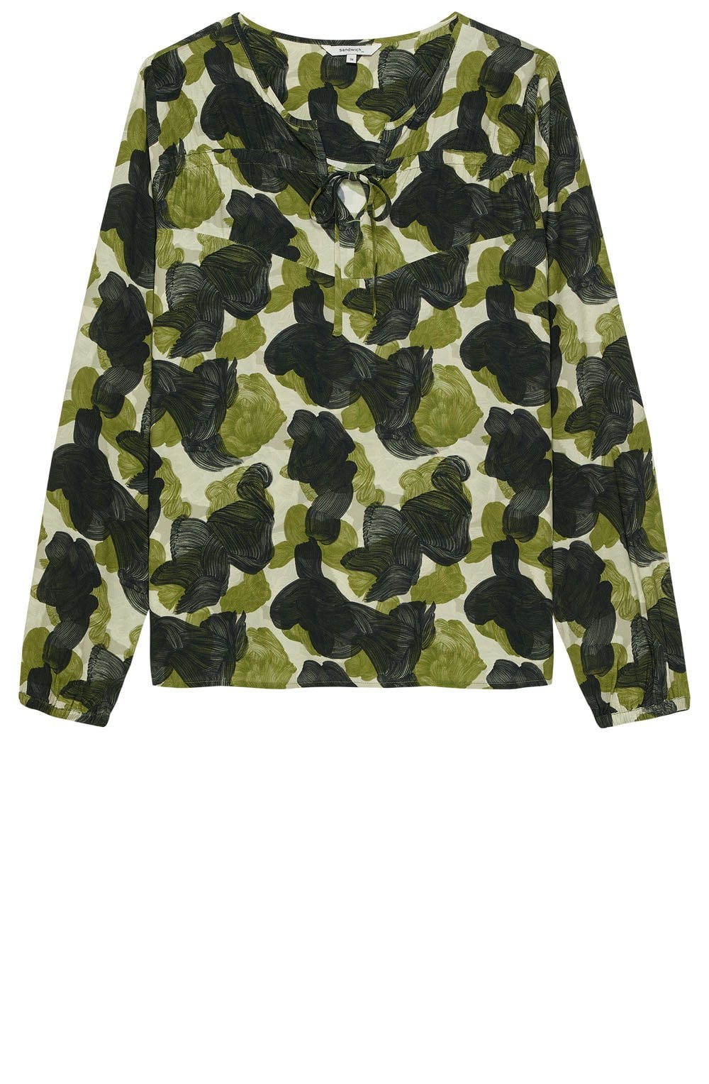 Military Olive Tie Detail Blouse