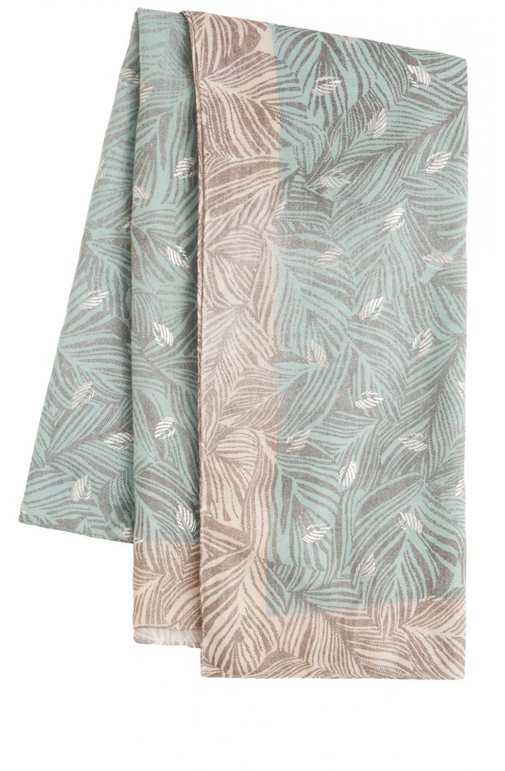Mint Green Leaf Print Scarf