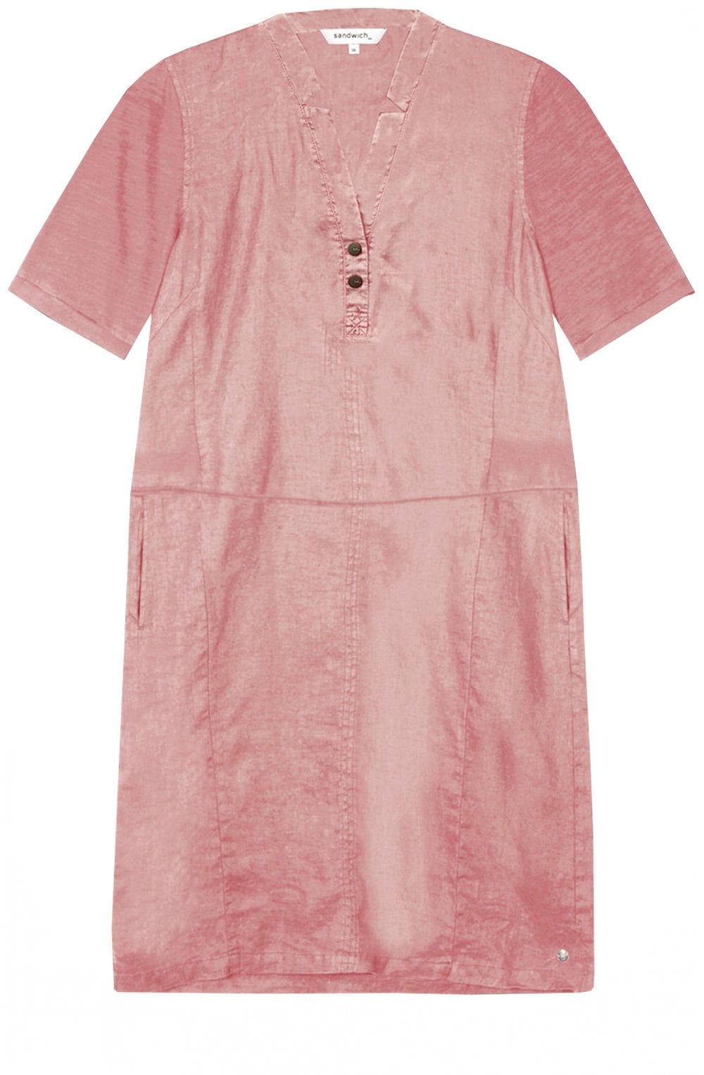 Misty Rose Linen Buttoned Dress