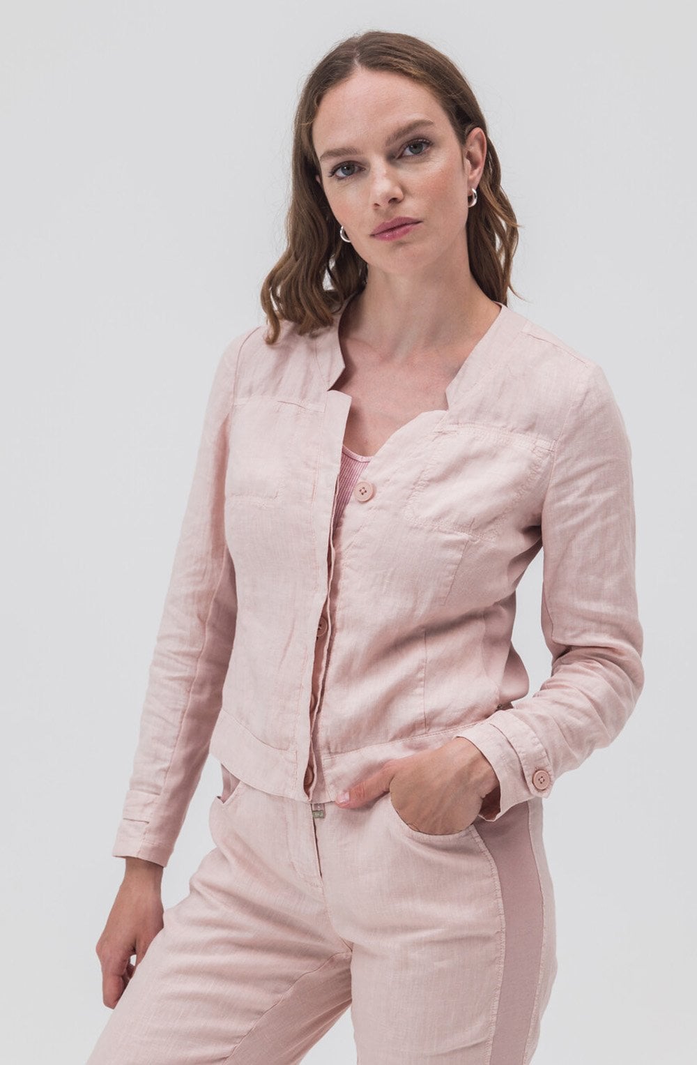 Misty Rose Linen Jacket