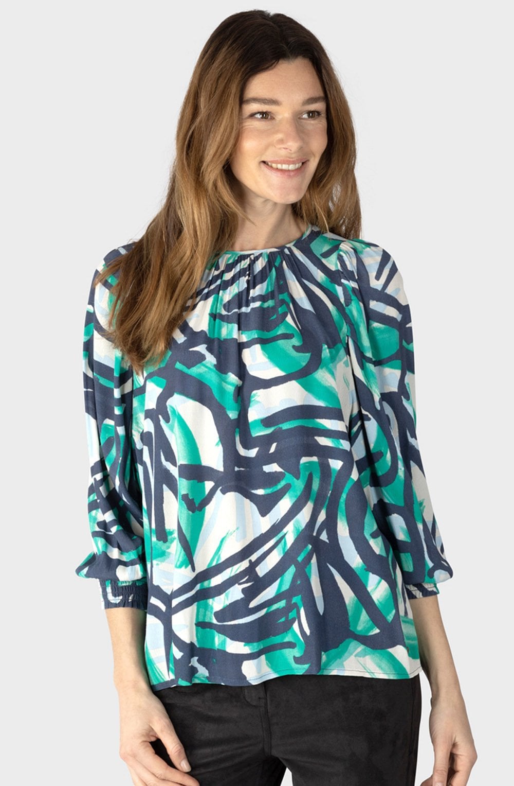 Moon Beam Ruched Neck Blouse