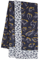 Navy Animal Print Scarf