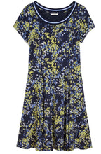 Navy Floral Print Jersey Dress