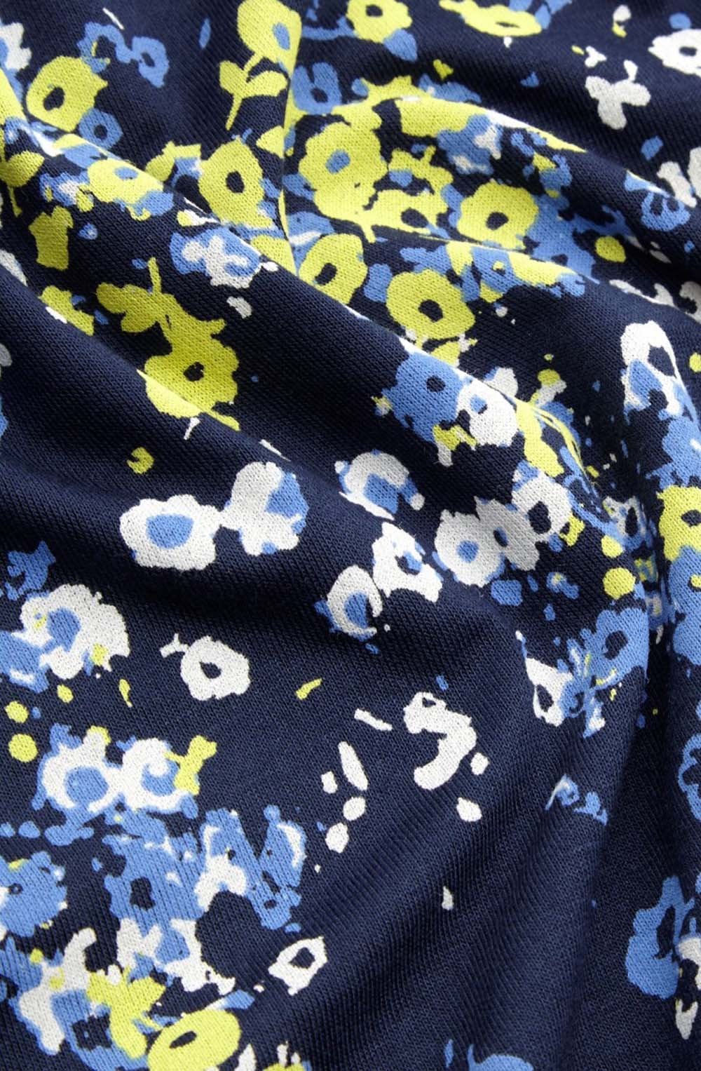 Navy Floral Print Jersey Dress