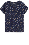 Navy Floral Print T Shirt