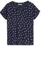 Navy Floral Print T Shirt