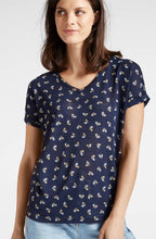 Navy Floral Print T Shirt