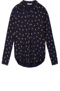 Navy Gold Print Blouse