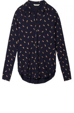 Navy Gold Print Blouse