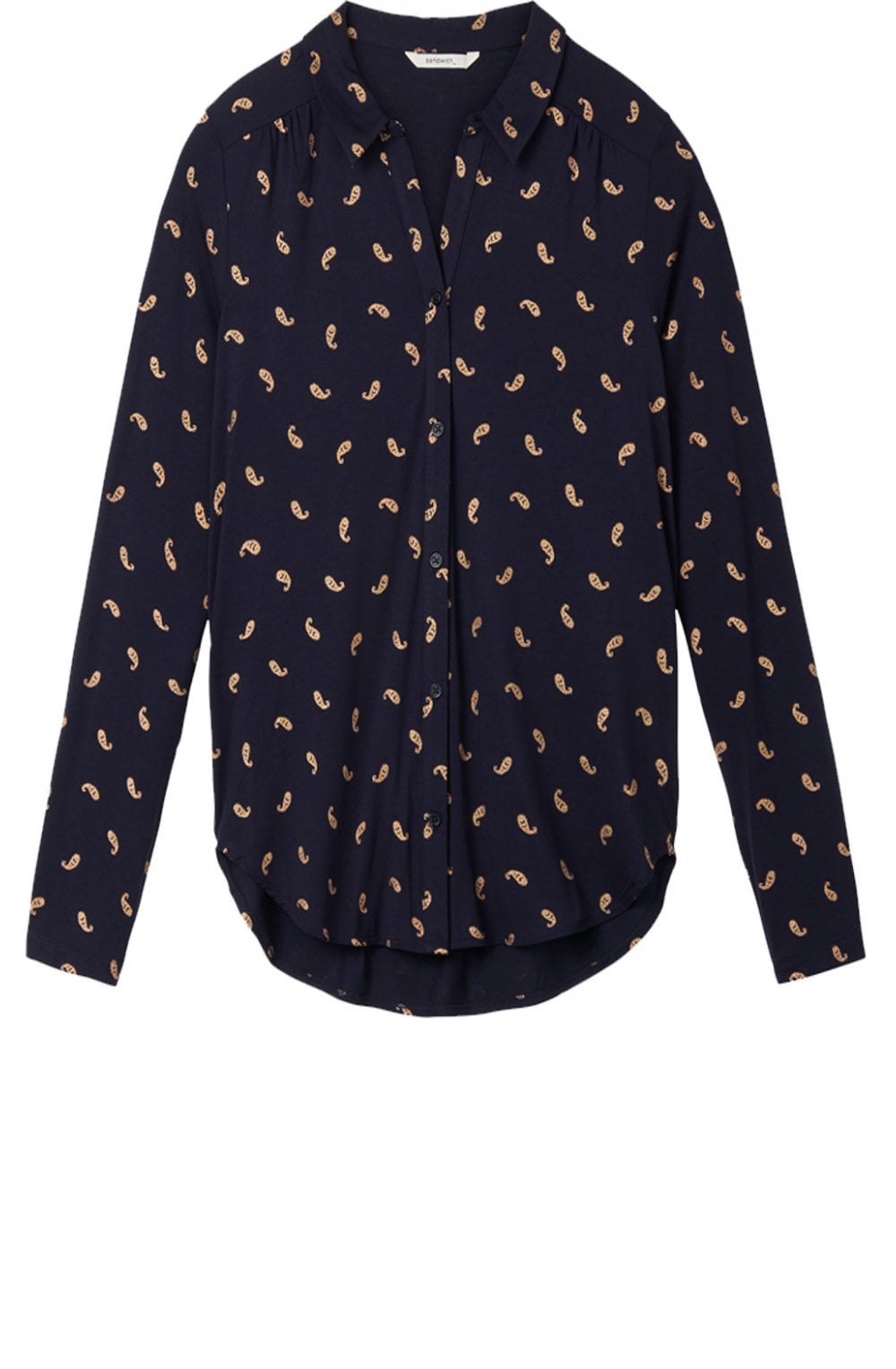 Navy Gold Print Blouse
