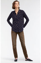 Navy Gold Print Blouse