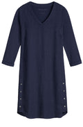 Navy Linen Shift Dress