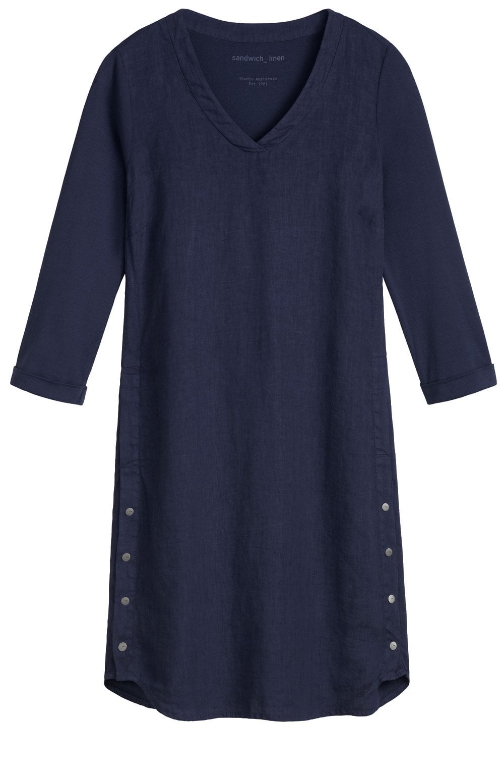 Navy Linen Shift Dress